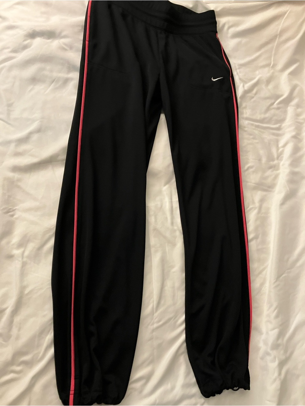 Nike Black Dri-Fit Track Pants with Pink Piping - Picture 3 of 7